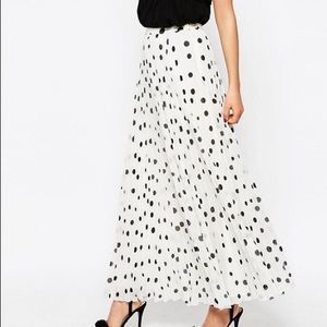 ASOS NWT Pleated Maxi Skirt Polka Dot